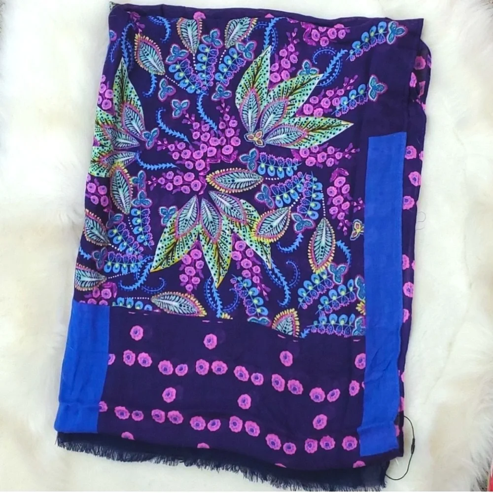 Vera Bradley Floral Multicolored Mixed Print Long Scarf 73” x 26”